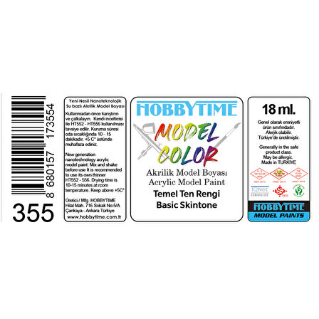 Hobbytime 355 18 ml. Temel Ten Rengi (Basic Skintone), Akrilik Model Boyası
