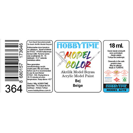 Hobbytime 364 18 ml. Bej (Beige), Akrilik Model Boyası
