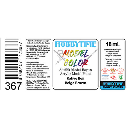 Hobbytime 367 18 ml. Kahve Beji (Beige Brown), Akrilik Model Boyası