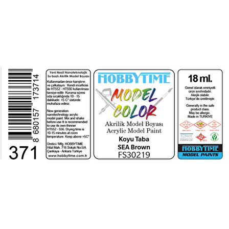 Hobbytime 371 18 ml. FS30219, Koyu Taba (SEA Brown), Akrilik Model Boyası