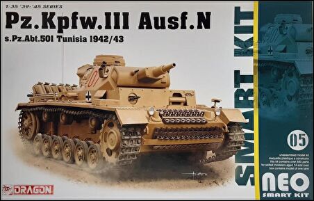 Dragon 6956 1/35 Ölçek Pz.Kpfw.III Ausf.N 501. Alay (Tunus 1942/43) Tankı Plastik Model Kiti