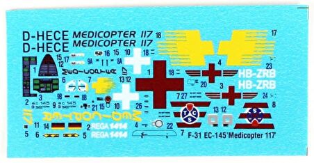 Mistercraft F031 EC-145 Medicopter 117/Rega Çok Amaçlı helikopter Demonte Plastik Maketi