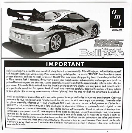 AMT 1089M 1/25 1995 Mitsubishi Eclipse, Demonte Plastik Araba Maketi