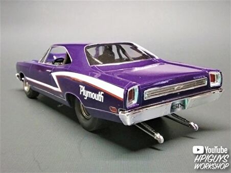 AMT 1180M 1/25 1969 Plymouth GTX Hardtop Pro Street 2T, Demonte Plastik Araba Maketi