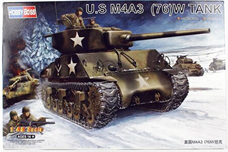 HobbyBoss 84805 1/48 M4A3 (76W) Tankı Demonte Plastik Maketi