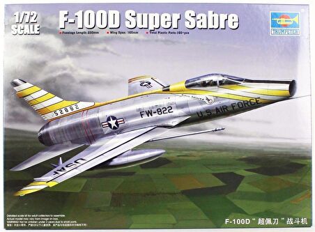 Trumpeter 01649 1/72 F-100D Super Sabre Savaş Uçağı Demonte Plastik Maketi