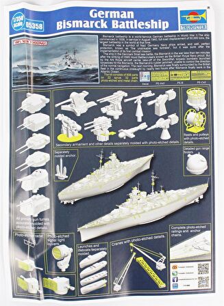 Trumpeter 05358 1/350 Alman Bismarck Savaş Gemisi Demonte Plastik Maketi