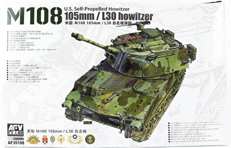AFV Club AF35108 1/35 M108 105mm Kundağı Motorlu Tankı Demonte Plastik Maketi