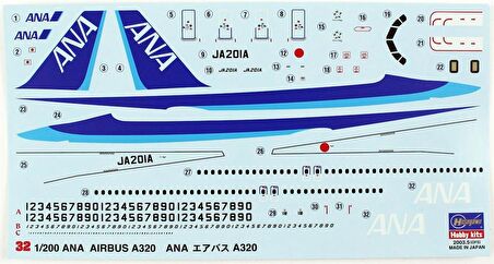 Hasegawa 32 10732 1/200 Ölçek ANA Airbus A320 Yolcu Uçağı Plastik Model Kiti