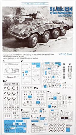 Dragon 6969 1/35 Ölçek Sd.Kfz. 234/3 w/2cm, Amfibik Hafif Zırhlı ve 2 cm. Topu Plastik Model Kiti