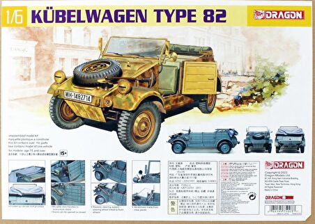 Dragon 75003 1/6 Ölçek Volkswagen Kübelwagen Tip-82 Hafif Zırhlı Arac Plastik Model Kiti