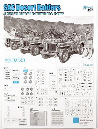 Dragon 6931 1/35 Cip (3 adet), SAS Çöl Komandoları (3 adet) ve Komutanları Plastik Model Kit Seti