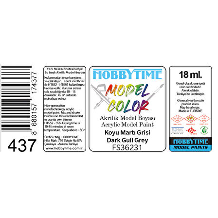 Hobbytime 437 18 ml. FS36231 Koyu Martı Grisi (Dark Gull Grey), Akrilik Model Boyası