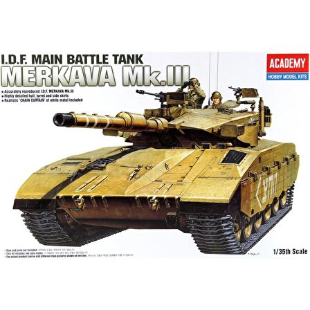 Academy 13267 1/35 I.D.F. MERKAVA Mk.III Main Battle Tankı Demonte Plastik Maketi