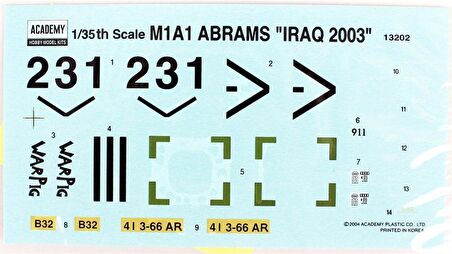 Academy 13202 1/35 M1A1 Abrams Iraq 2003 Tank Demonte Plastik Maketi