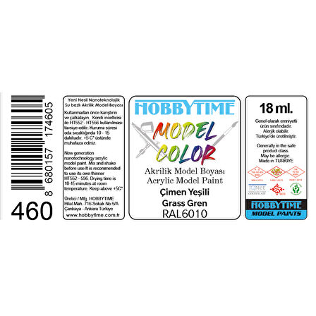 Hobbytime 461 18 ml. RAL6018 Sarı Yeşil (Yellow Green) Akrilik Model Boyası