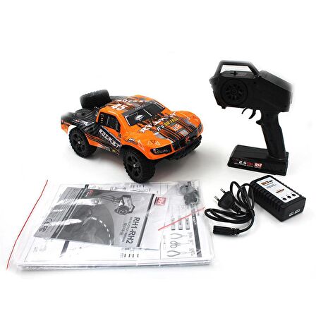 Remo 1621 1/16 Ölçek, 4WD Off Road Short Course (Rocket Smart) Turuncu Kaportalı, Fırçalı Motorlu,7.4V 1500Mah Li-Po Pilli, RC