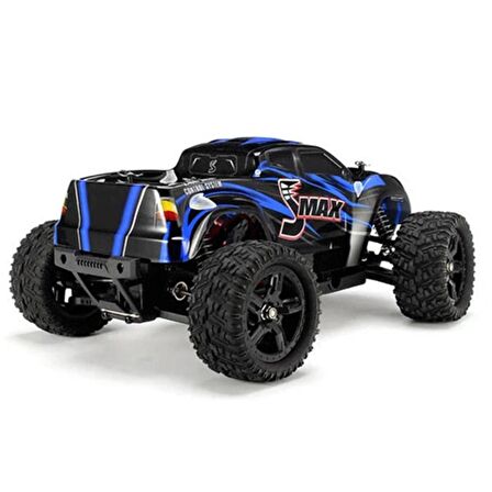 Remo 1631 1/16 Ölçek, 4WD Off Road Monster Truck (SMax) Mavi Kaportalı, Fırçalı Motorlu, 7.4V 1500Mah Li-Po Pilli, RC Model Ara