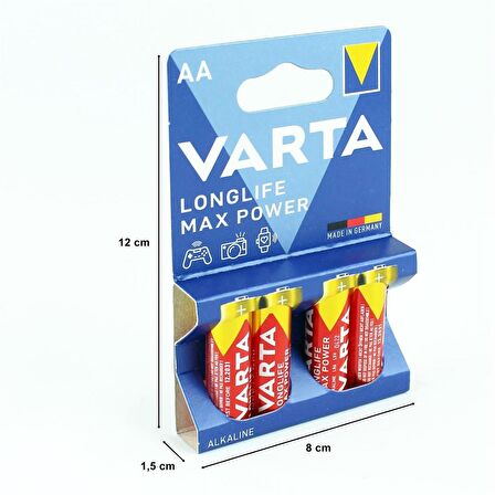 Varta 4706 AA Kalem Pil, Longlife Max Power Alkalin,  4 Adet