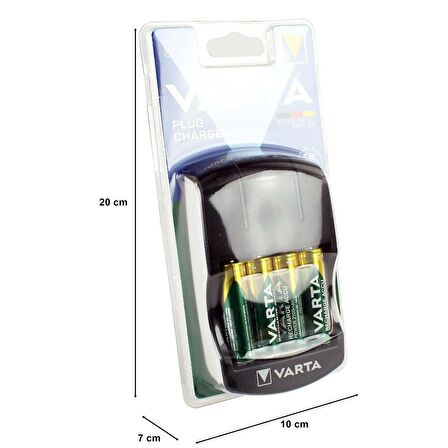 Varta 57647 Plug Şarj Cihazı, 4x2100 Mah Şarjlı AA Kalem Pil ile