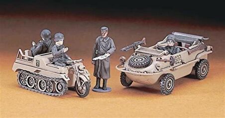 Hasegawa MT13 31113 1/72 Ölçek Schwimmwagen & Kettenkrad Askeri Araç Plastik Model Kiti