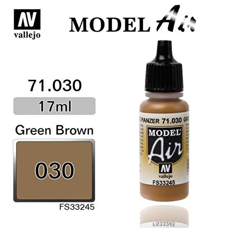 Vallejo 71030 17 ml. Brown Green, Model Air Serisi Model Boyası