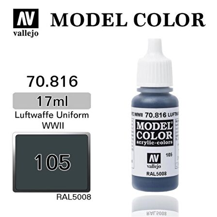 Vallejo 70816 17 ml. (105) Luftwaffe Uniform WWII, Model Color Serisi Model Boyası