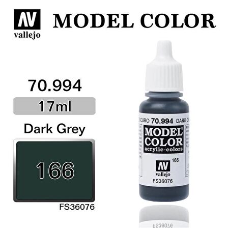 Vallejo 70994 17 ml. (166) Dark Grey-Matt, Model Color Serisi Model Boyası