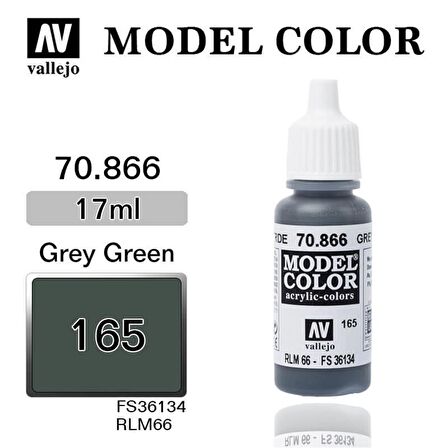 Vallejo 70866 17 ml. (165) Grey Green-Matt, Model Color Serisi Model Boyası