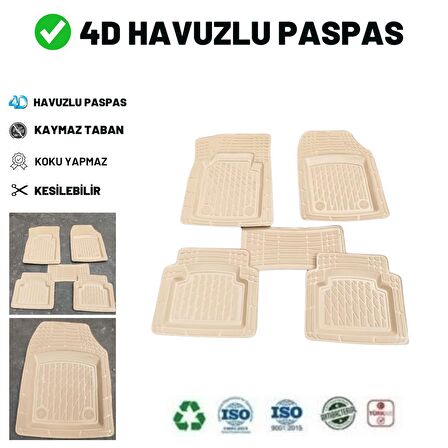 Jeep Grand Cherokee Wk2 2012 4d Havuzlu Üniversal Yeni Nesil Paspas Bej Gold Seri