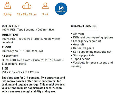 Trimm Globe-D 3 Kişilik 4 Mevsim Çadır