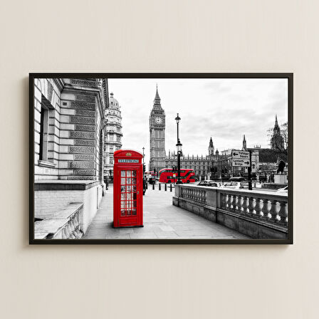 Big Ben ve Kırmızı Telefon Kulübesi UV Baskı Tablo