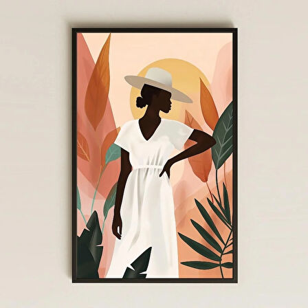 Modern Afro Kadın Temalı Dekoratif Özel Kesim Tablo
