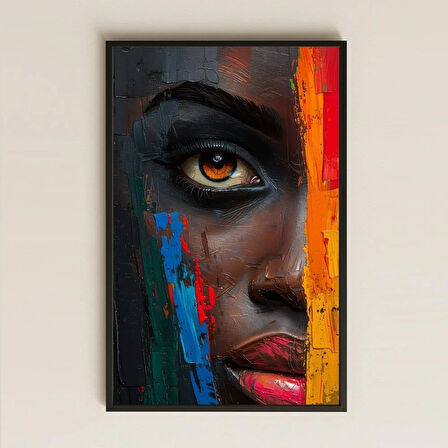 Afro Stil Modern Yüz Temalı Renkli Dekoratif Tablo