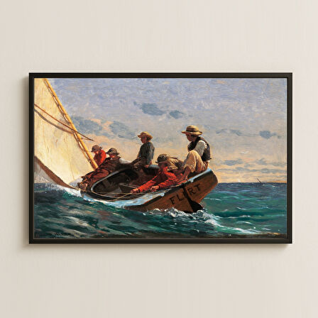 Yelkenlide Grup Figürü UV Baskılı Deniz Temalı Tablo