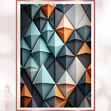 3D Geometrik Duvar Tablosu - Modern Derinlikli Pleksi Dekor