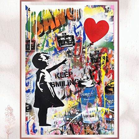 Banksy Tarzı Balonlu Kız - Sokak Sanatı ve Kalp Posteri