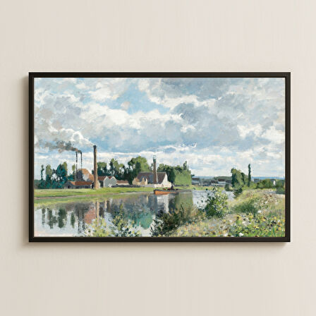 Nehir Kenarında Fabrika - UV Baskılı Manzara Tablosu