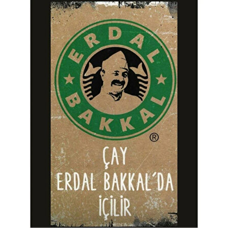 Erdal Bakkal Çay Ahşap Retro Vintage Poster