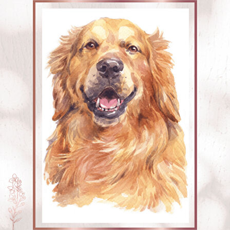 Sulu Boya Golden Retriever - Sevimli Köpek Sanat Posteri