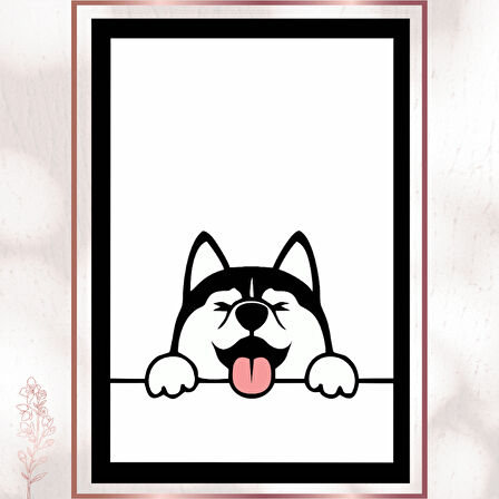 Mutlu Husky - Minimalist Sevimli Köpek Poster