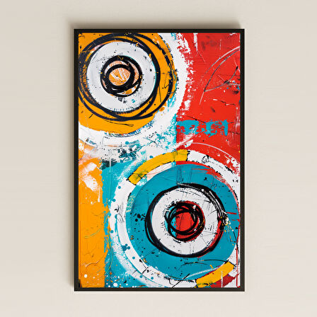 Renkli Dairesel Soyut Tablo - UV Baskılı Enerjik Modern Sanat