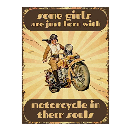 Kadın Motosikletçiler İçin Retro Dekoratif Ahşap Tablo