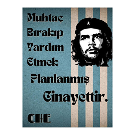 Che Guevara Sözlü Dekoratif Ahşap Tablo