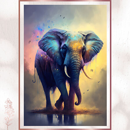 Renkli Fil Posteri - Güç ve Sanat Temalı Modern Tablo