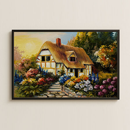 Masalsı Kulübe ve Bahçe UV Baskılı Sanat Tablosu