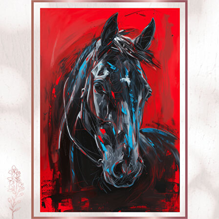 Alevler İçindeki Güçlü At - Modern Dinamik Sanat Posteri