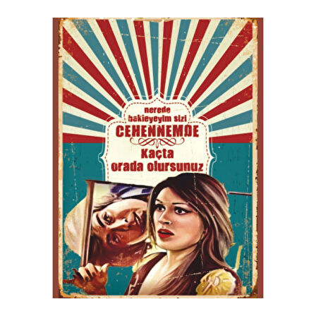 Retro Mizahi Poster Tablo | Cehennemde Kaçta Orda Olursun?