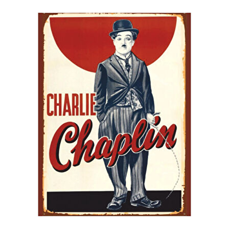 Charlie Chaplin Retro Ahşap Poster Tablo | Vintage Duvar Dekoru