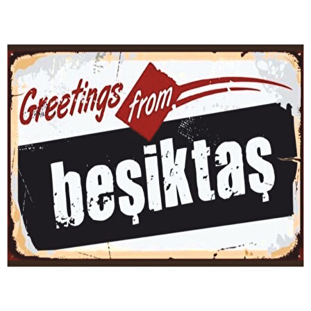 Beşiktaş Temalı Retro Ahşap Poster Tablo | İstanbul Semt Dekoru